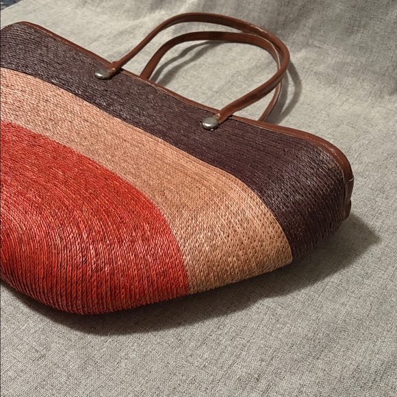 Woven Straw Multicolor Shoulder Tote Bag - Picture 6 of 8